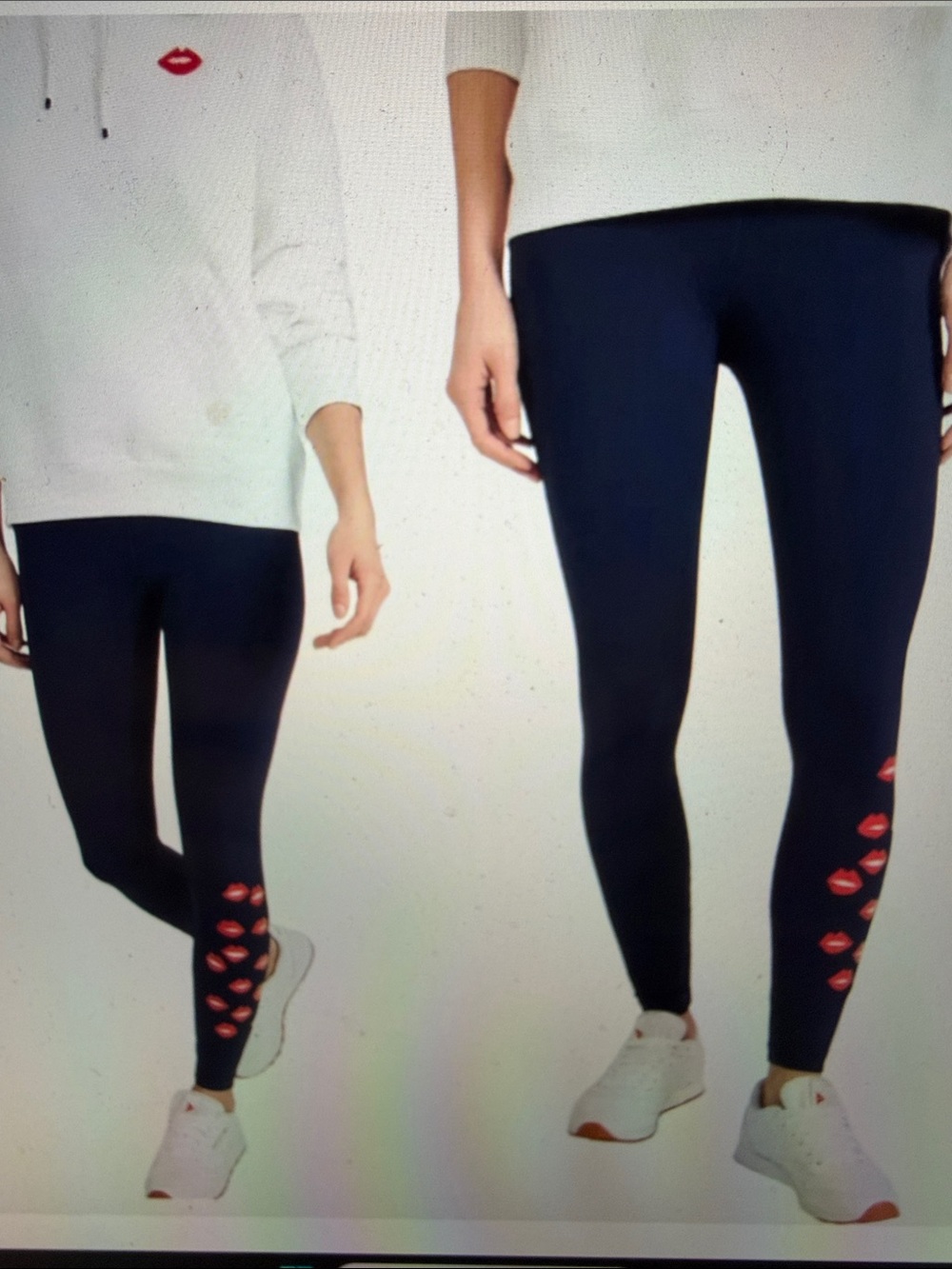 Tory Sport by Tory Burch sz M Leggings Placed Lips Graphic Blue gym yoga sporty